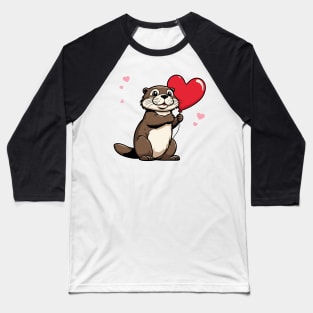 Otter Heart Balloon - Valentines Day Baseball T-Shirt